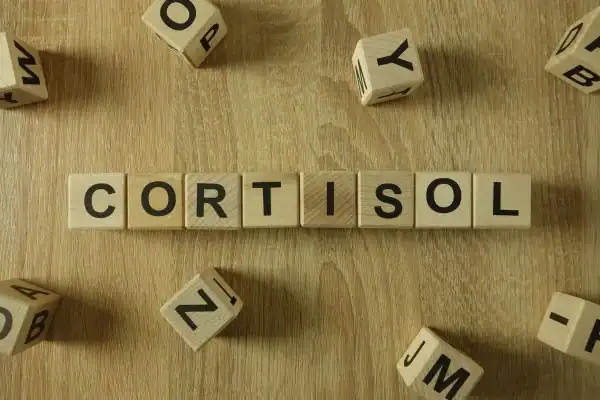 Image saying "Cortisol" and how stress Bagshot impacts your wellbeing and bodies shape