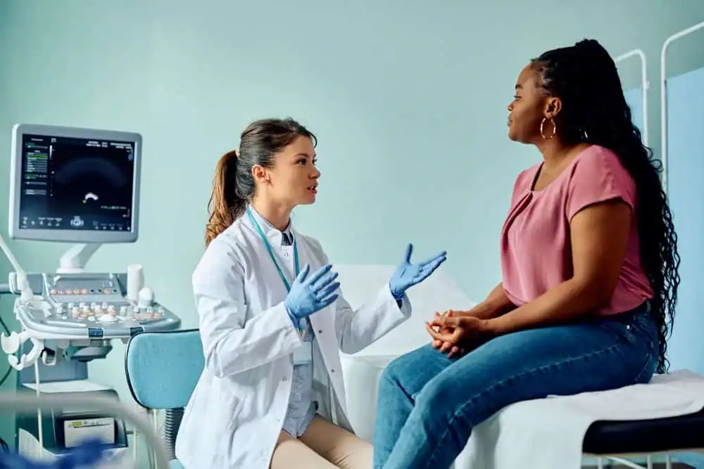 Woman have consultation about vaginal laxity Bagshot
